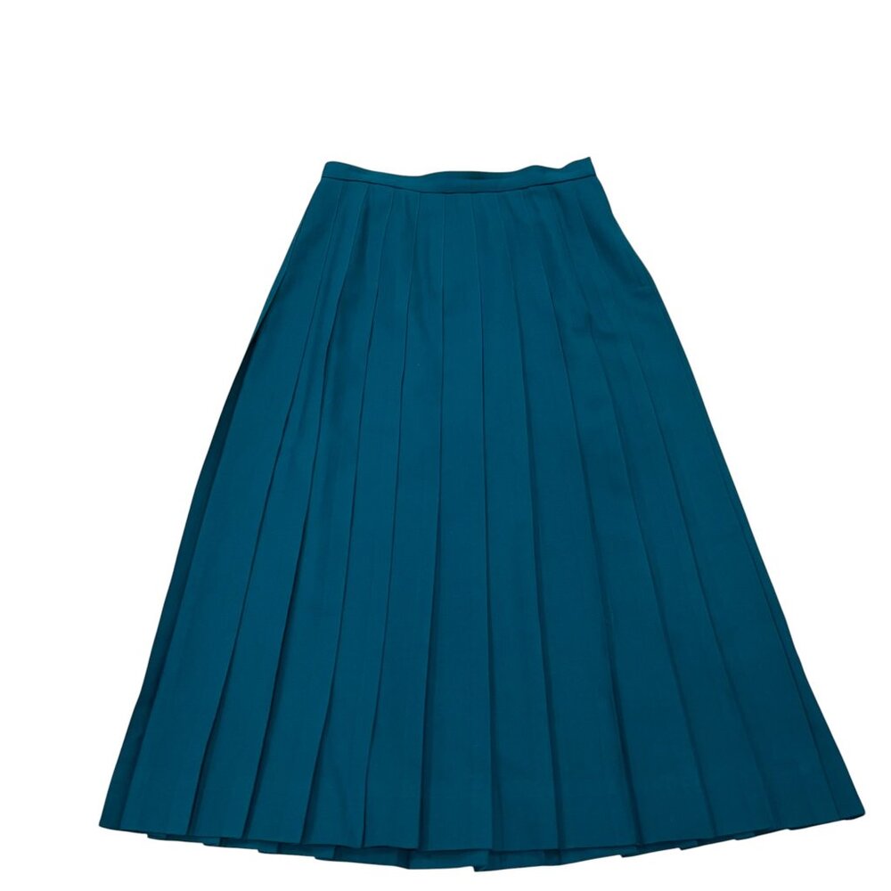 Talbots 90s Vtg Wool Knife Pleat Midi Skirt, USA, Teal, 10